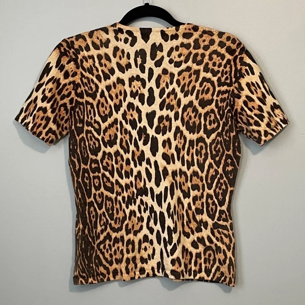 Vintage Leopard Print Neiman Marcus Cashmere Cardigan and T Shirt Twinset - Picture 5 of 7
